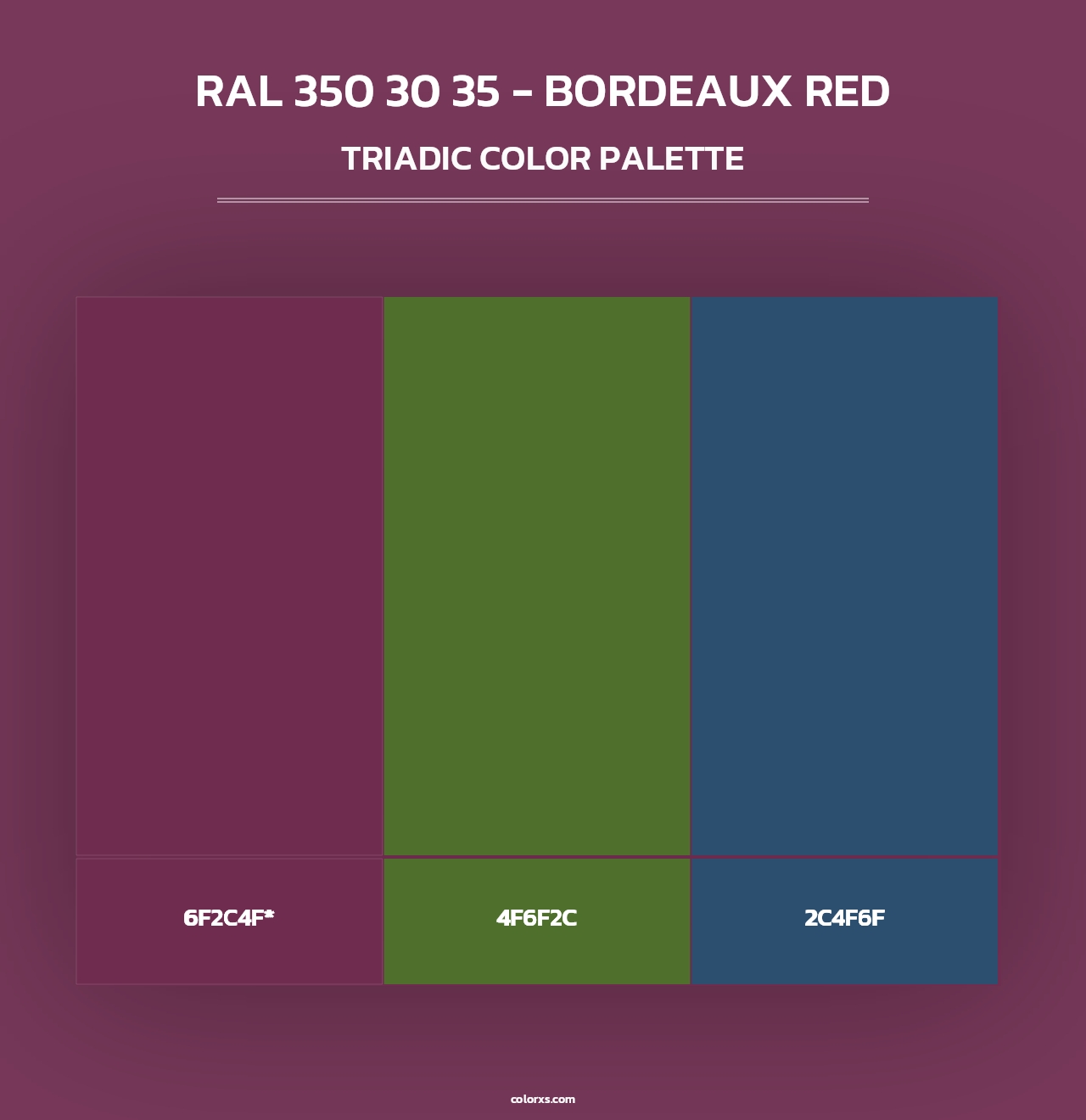 RAL 350 30 35 - Bordeaux Red - Triadic Color Palette