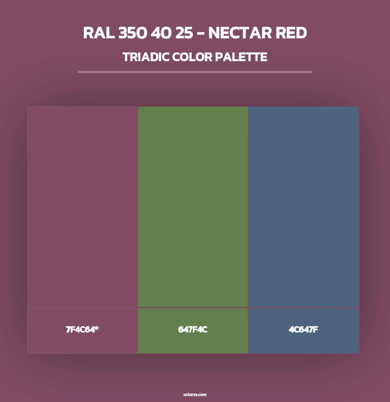 RAL 350 40 25 - Nectar Red - Triadic Color Palette
