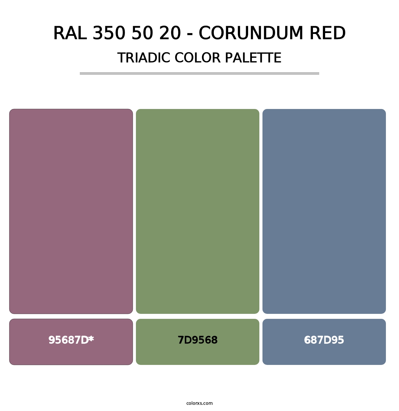 RAL 350 50 20 - Corundum Red - Triadic Color Palette