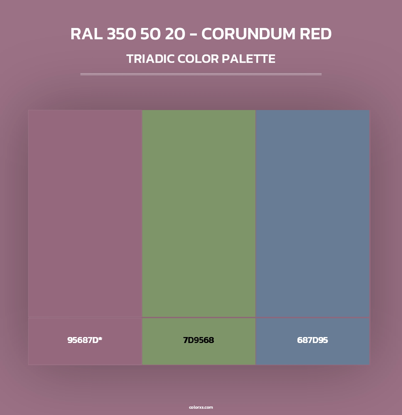 RAL 350 50 20 - Corundum Red - Triadic Color Palette