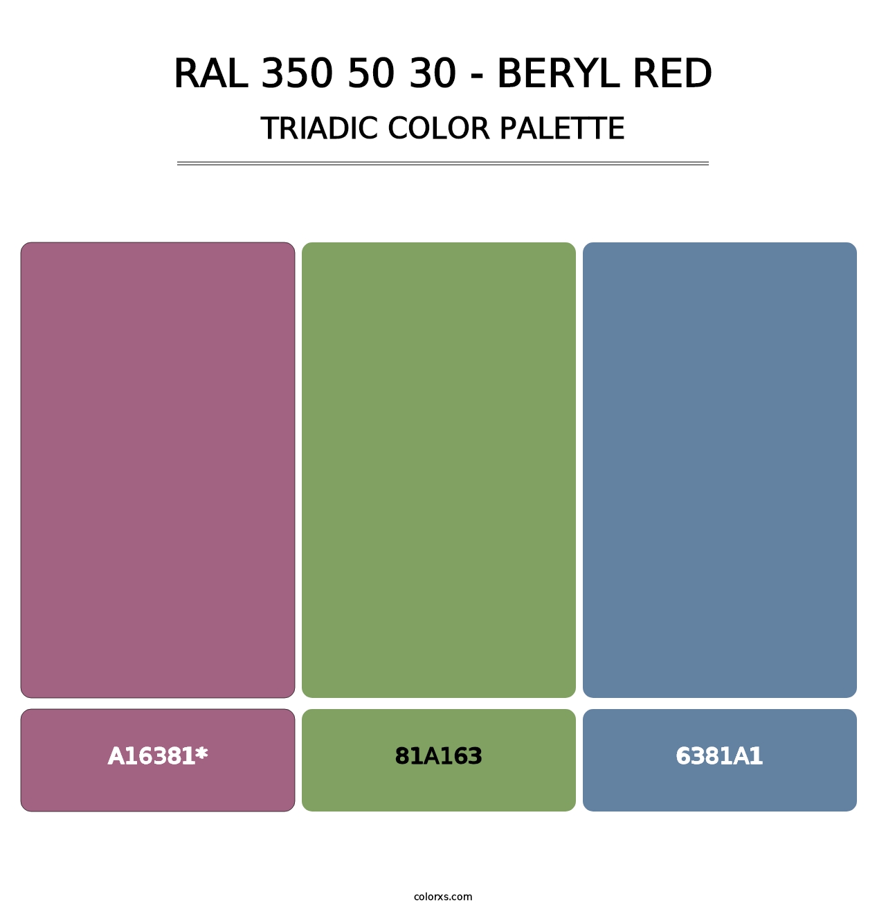 RAL 350 50 30 - Beryl Red - Triadic Color Palette