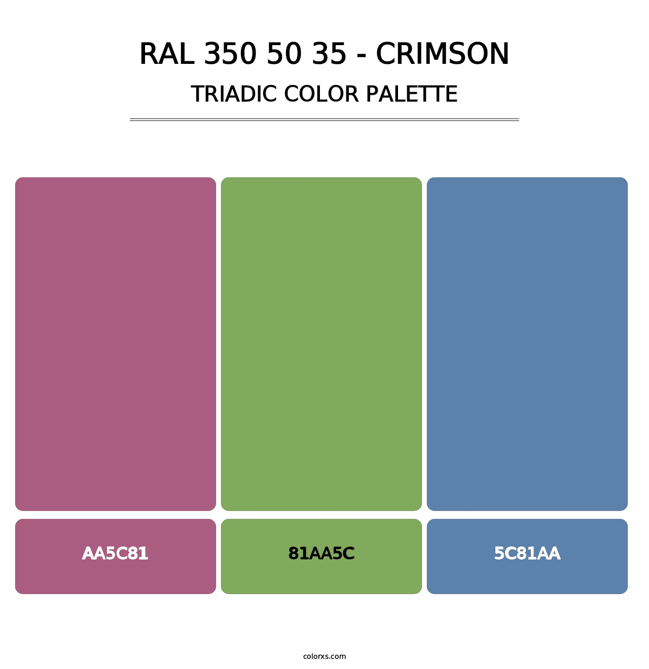 RAL 350 50 35 - Crimson - Triadic Color Palette