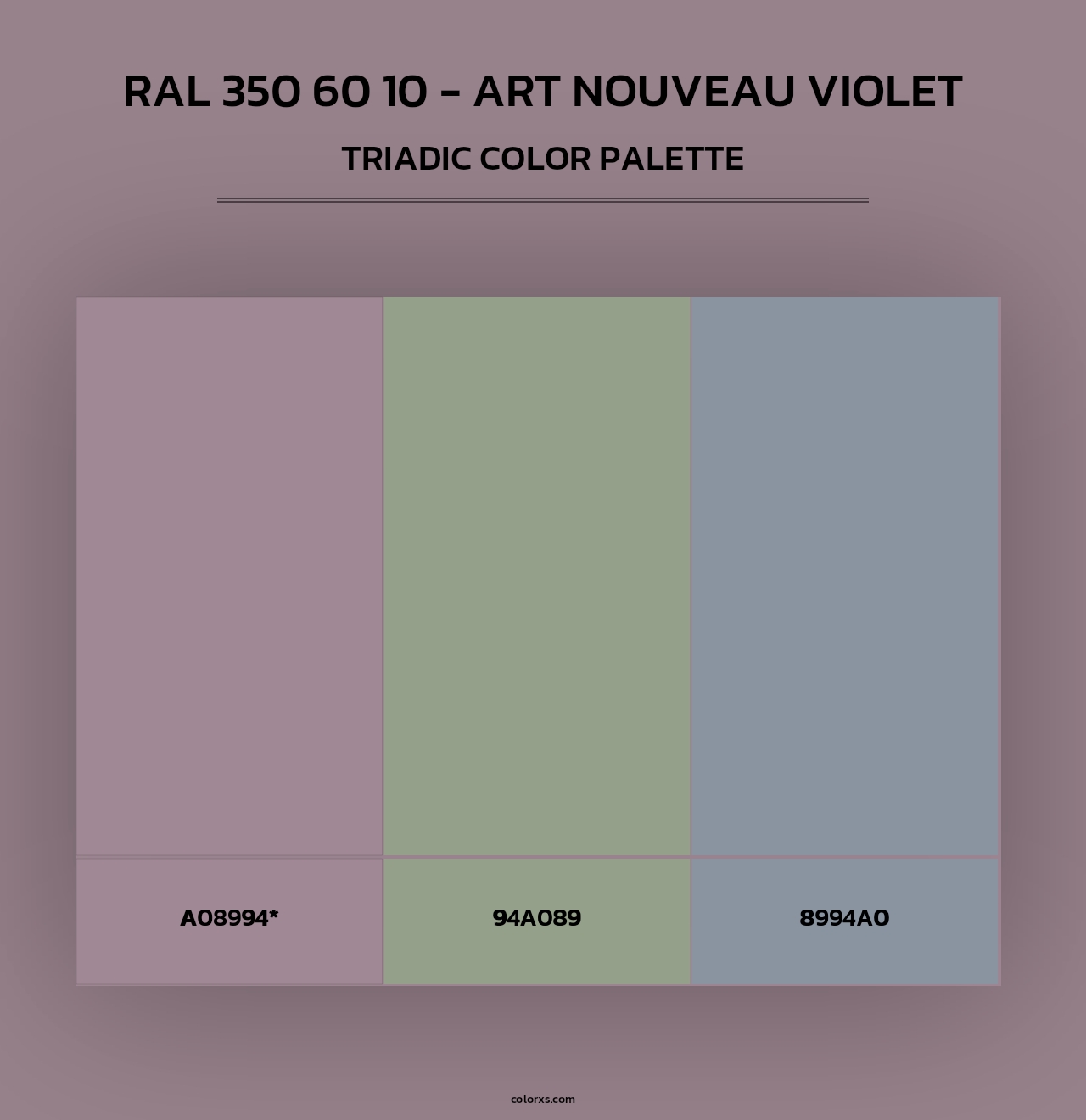 RAL 350 60 10 - Art Nouveau Violet - Triadic Color Palette