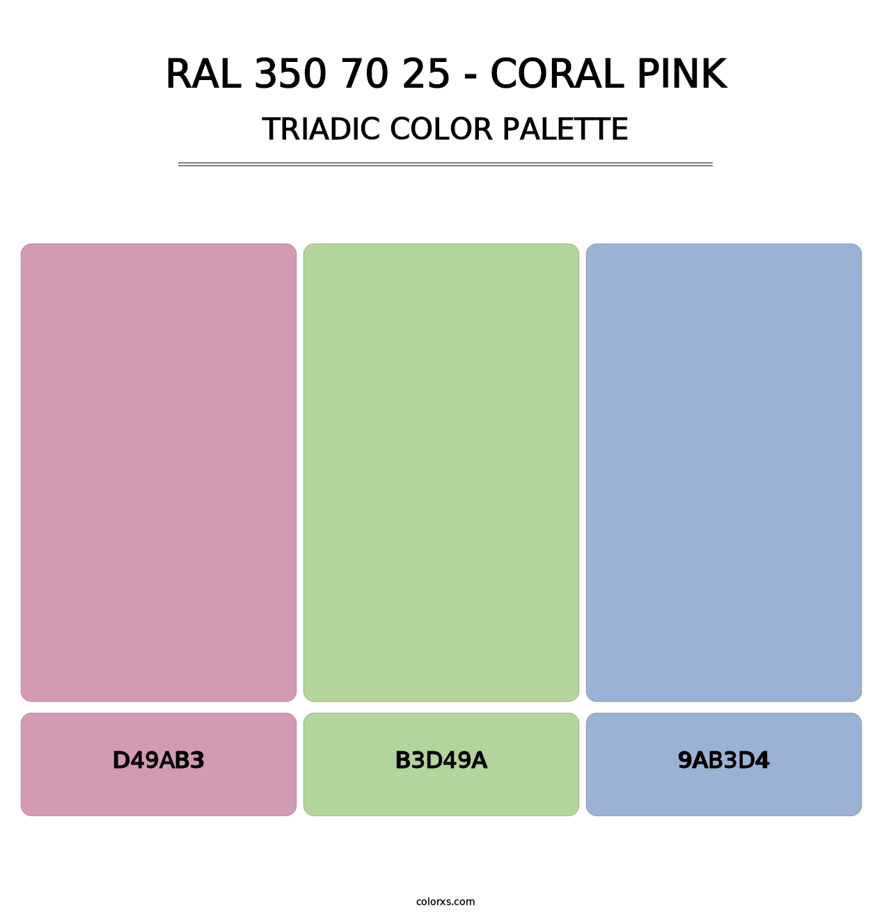 RAL 350 70 25 - Coral Pink - Triadic Color Palette