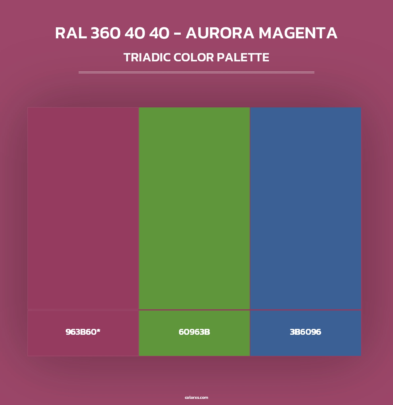 RAL 360 40 40 - Aurora Magenta - Triadic Color Palette