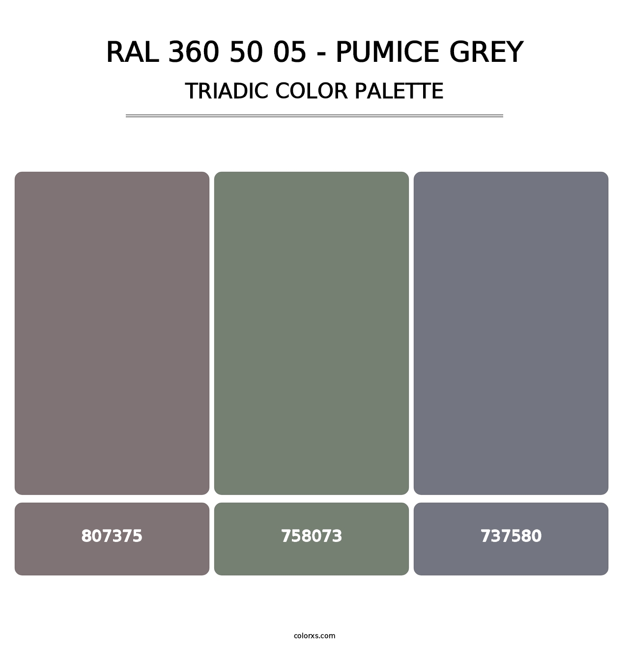 RAL 360 50 05 - Pumice Grey - Triadic Color Palette