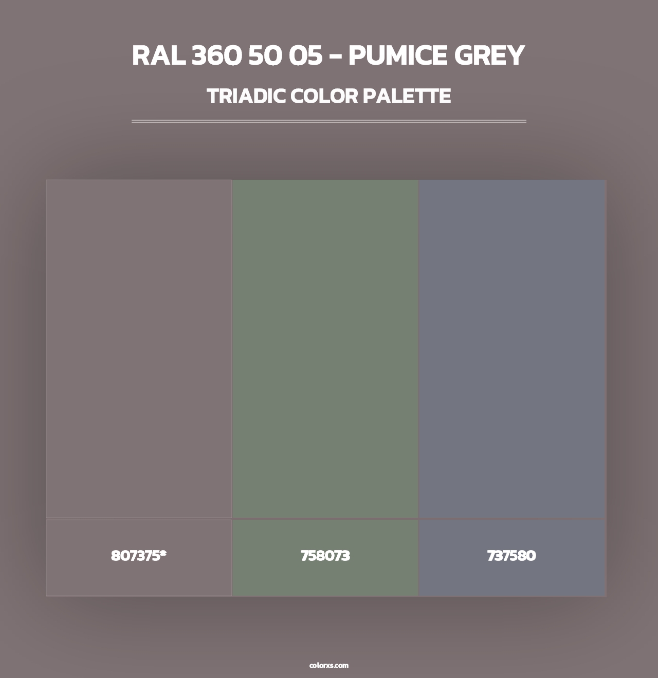 RAL 360 50 05 - Pumice Grey - Triadic Color Palette