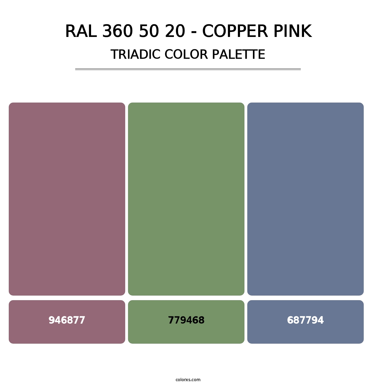 RAL 360 50 20 - Copper Pink - Triadic Color Palette