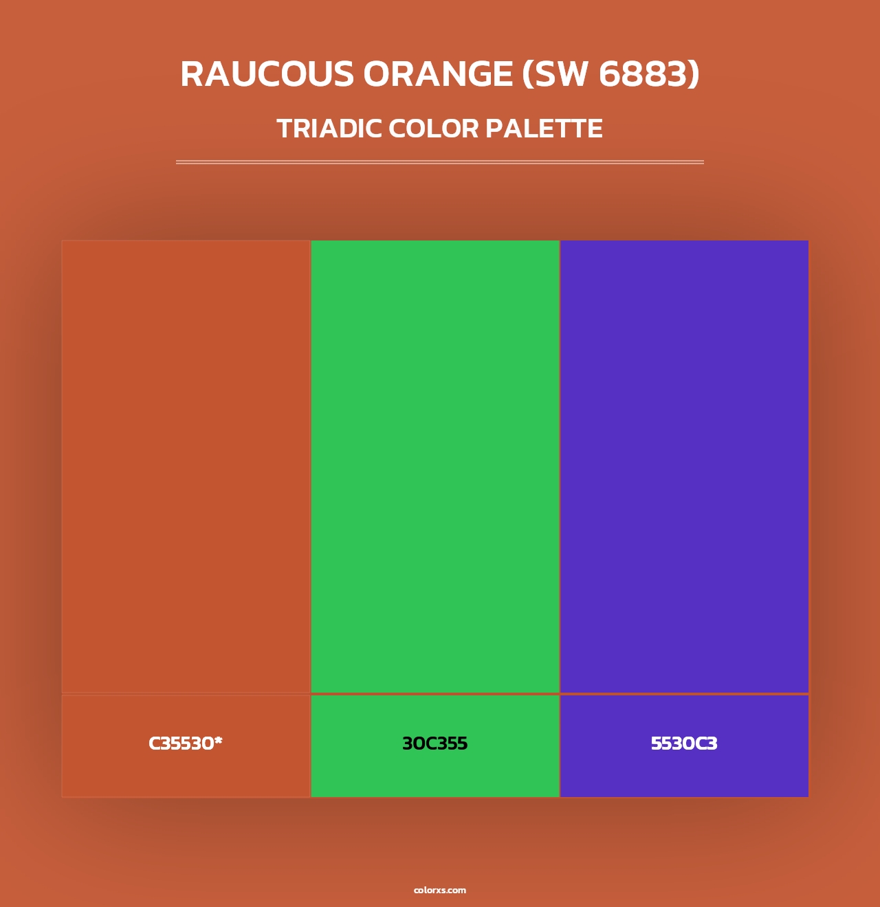 Raucous Orange (SW 6883) - Triadic Color Palette