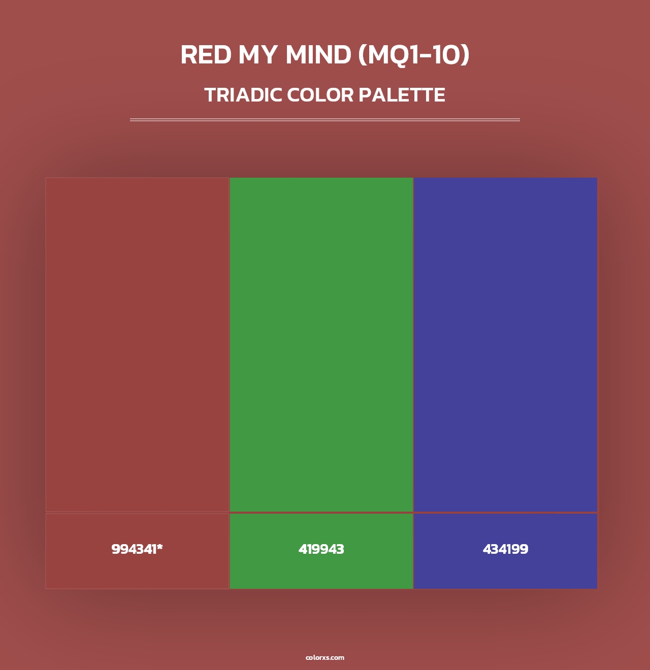 Red My Mind (MQ1-10) - Triadic Color Palette