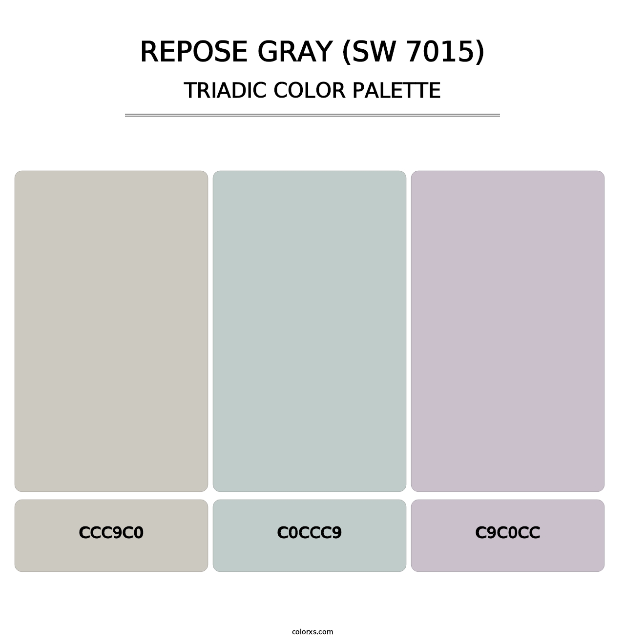 Repose Gray (SW 7015) - Triadic Color Palette