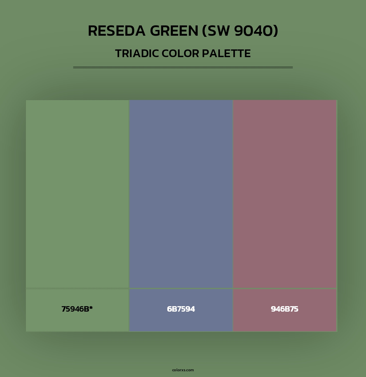 Reseda Green (SW 9040) - Triadic Color Palette