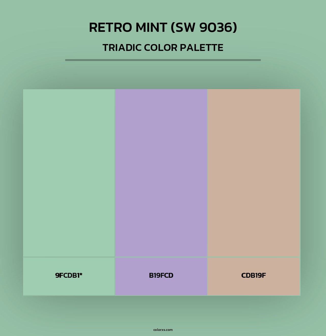 Retro Mint (SW 9036) - Triadic Color Palette
