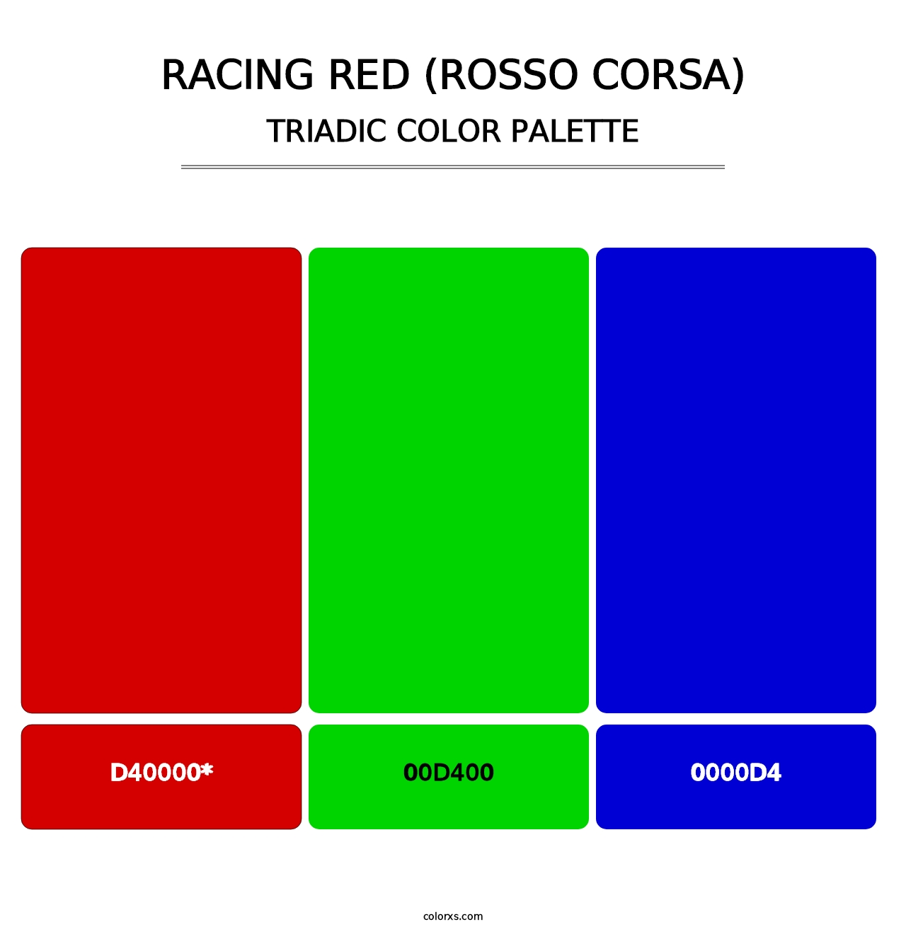 Racing Red (Rosso Corsa) - Triadic Color Palette