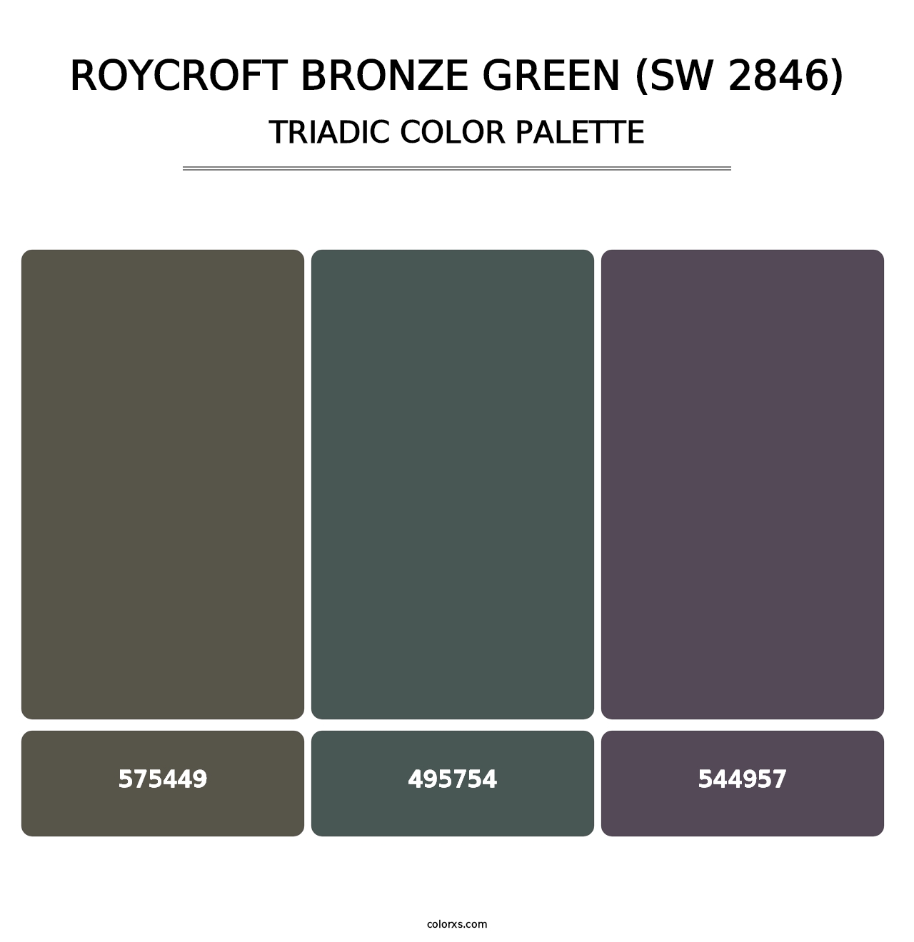 Roycroft Bronze Green (SW 2846) - Triadic Color Palette