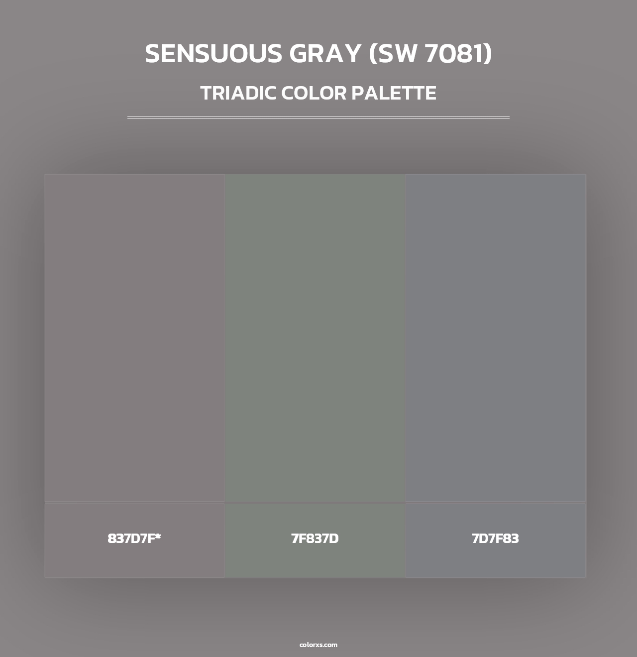 Sensuous Gray (SW 7081) - Triadic Color Palette
