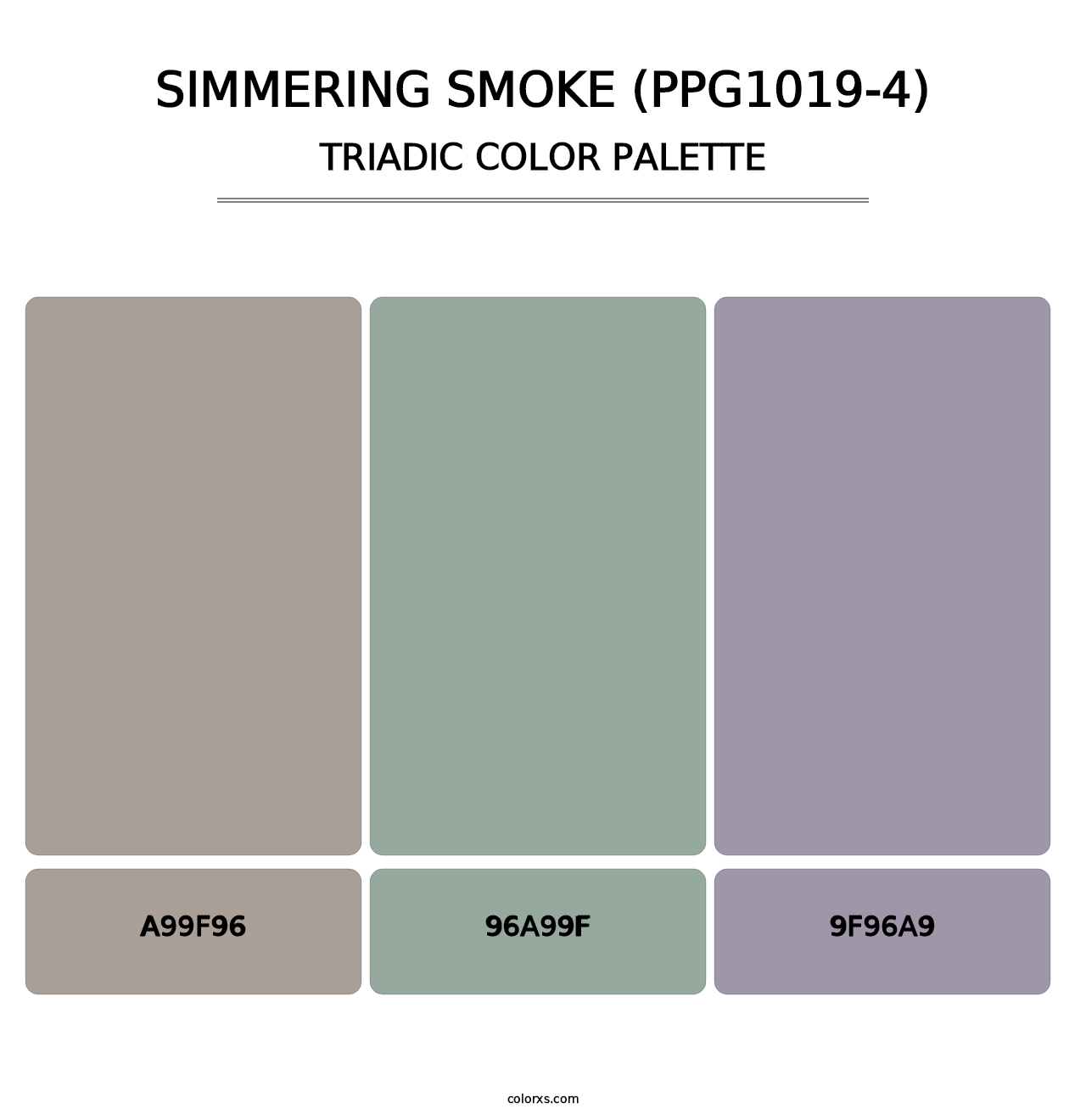 Simmering Smoke (PPG1019-4) - Triadic Color Palette