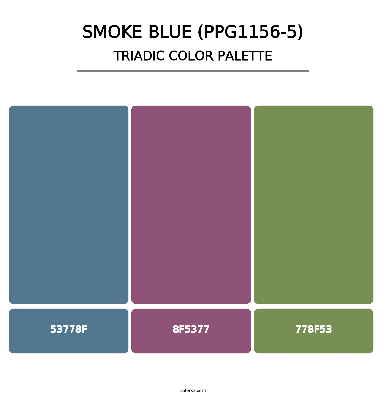 Smoke Blue (PPG1156-5) - Triadic Color Palette