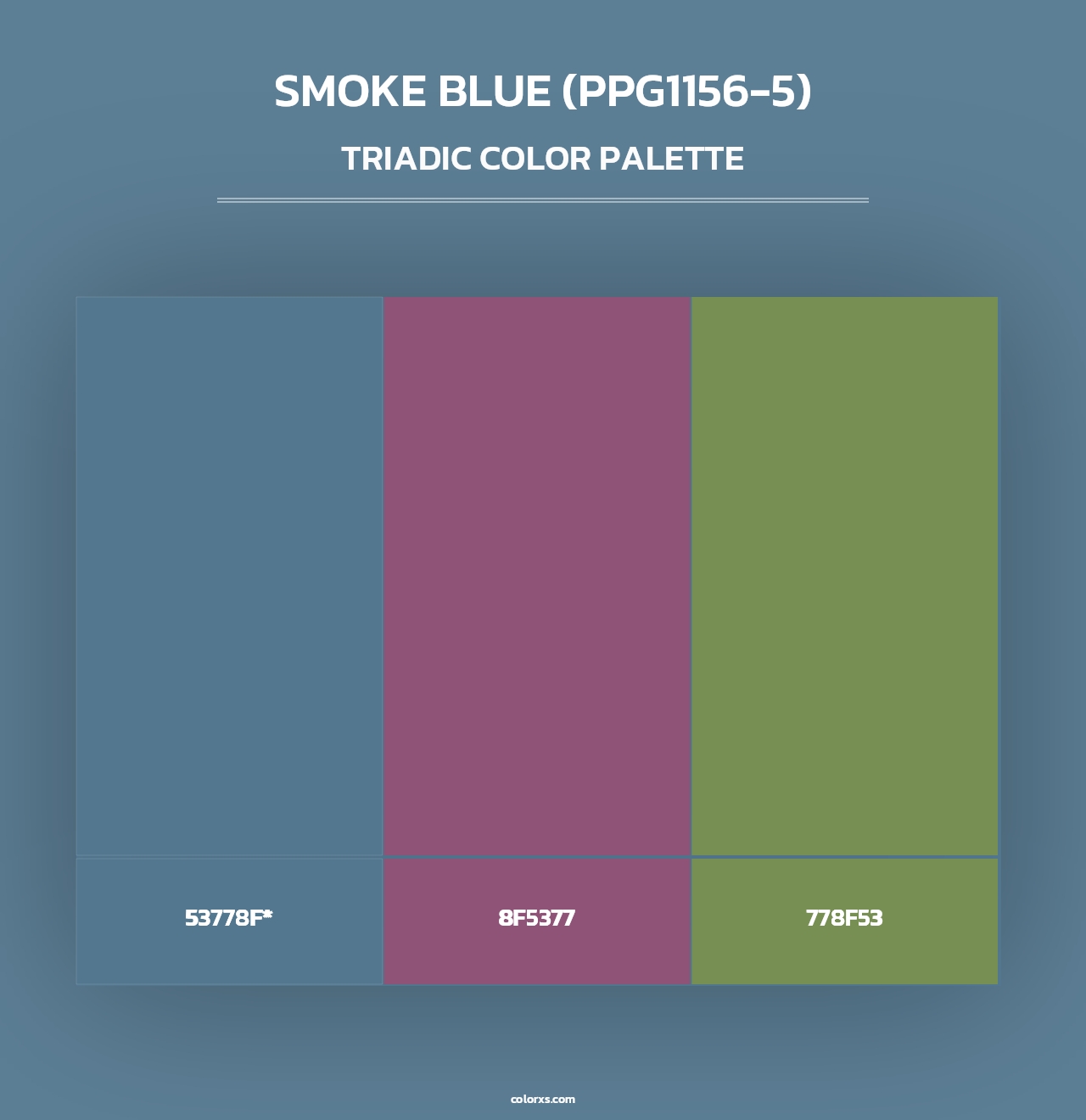 Smoke Blue (PPG1156-5) - Triadic Color Palette