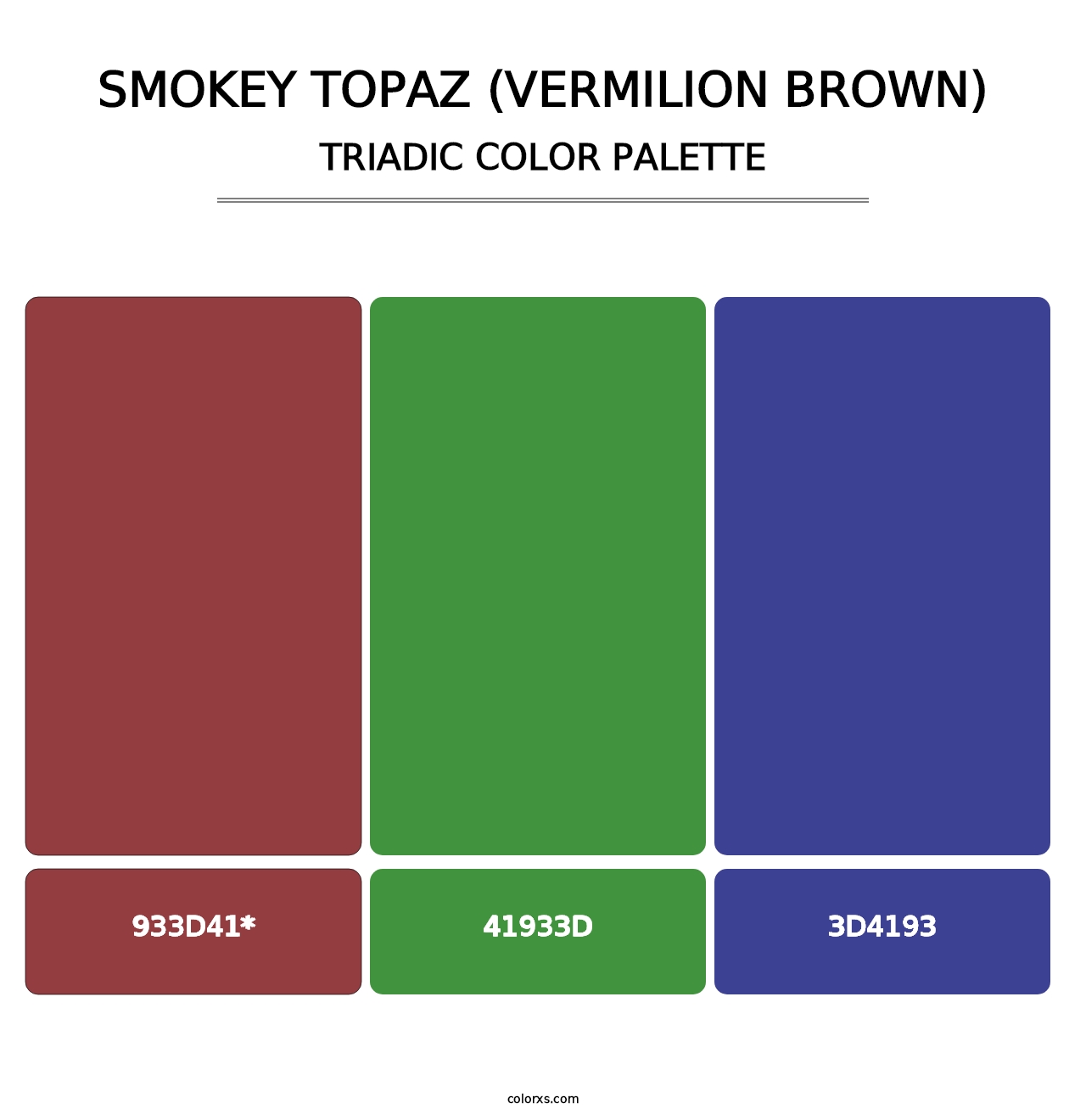 Smokey Topaz (Vermilion Brown) - Triadic Color Palette