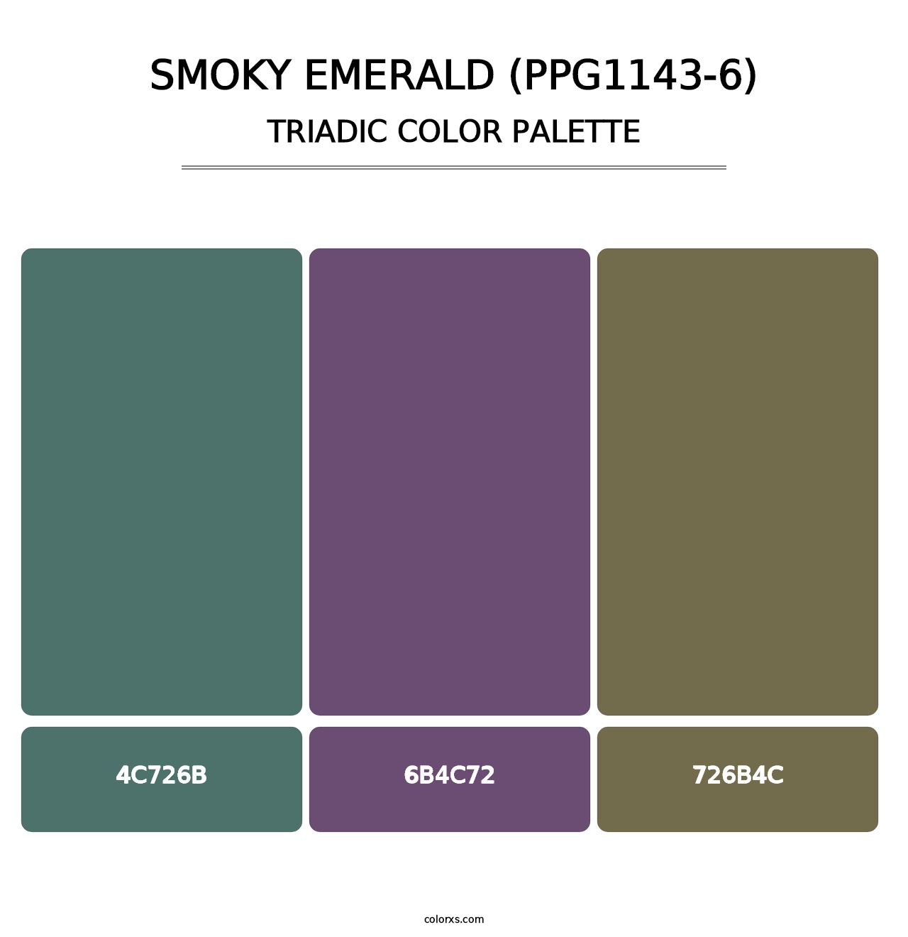 Smoky Emerald (PPG1143-6) - Triadic Color Palette