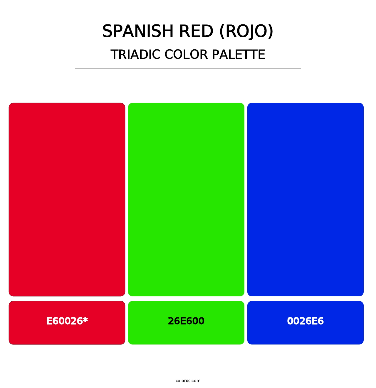 Spanish Red (Rojo) - Triadic Color Palette