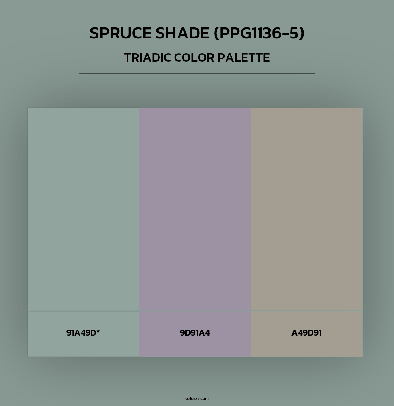 Spruce Shade (PPG1136-5) - Triadic Color Palette