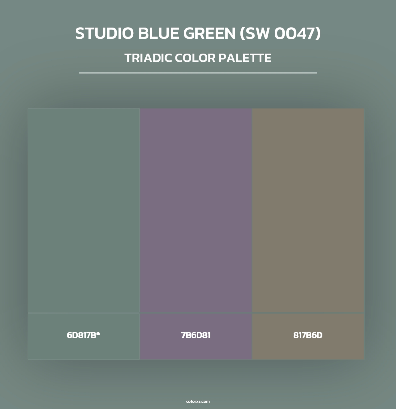 Studio Blue Green (SW 0047) - Triadic Color Palette