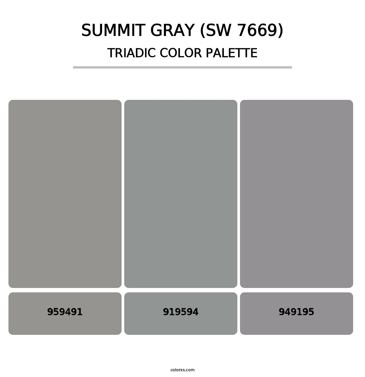 Summit Gray (SW 7669) - Triadic Color Palette