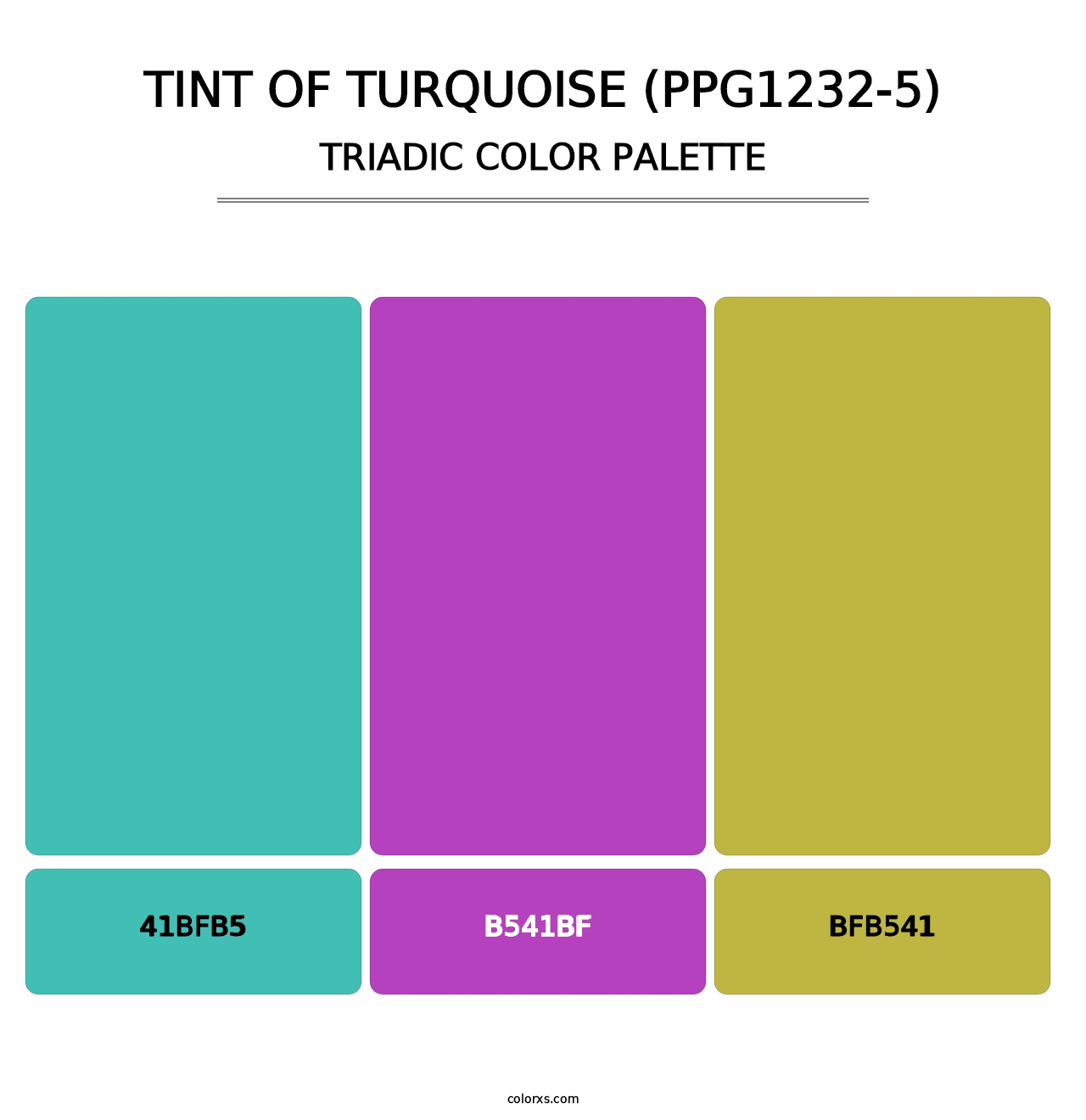 Tint Of Turquoise (PPG1232-5) - Triadic Color Palette