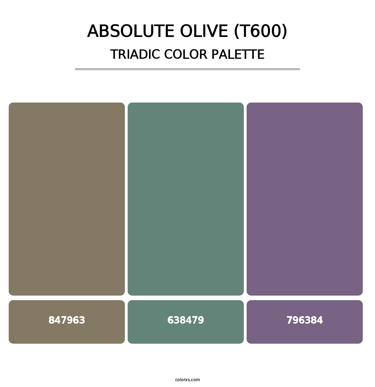 Absolute Olive (T600) - Triadic Color Palette