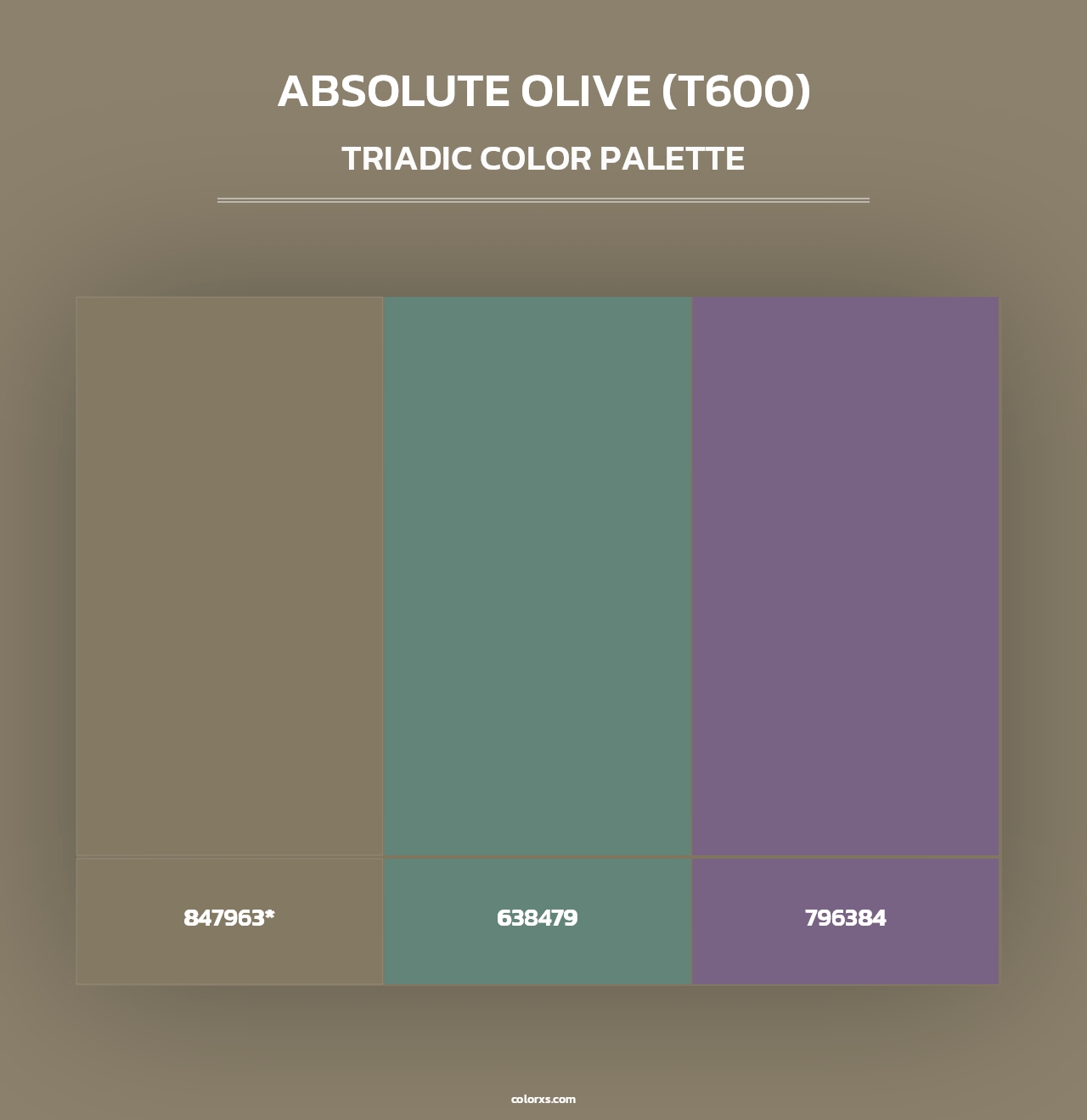 Absolute Olive (T600) - Triadic Color Palette