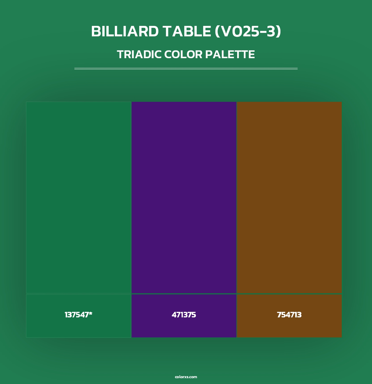 Billiard Table (V025-3) - Triadic Color Palette