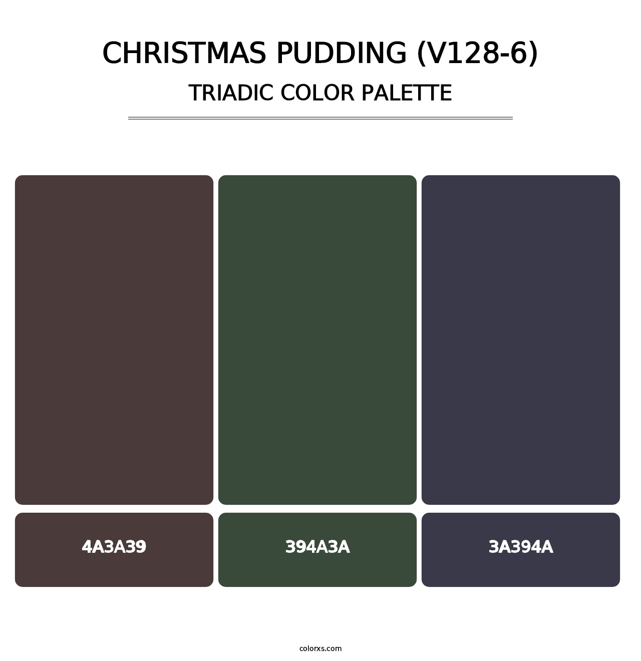 Christmas Pudding (V128-6) - Triadic Color Palette