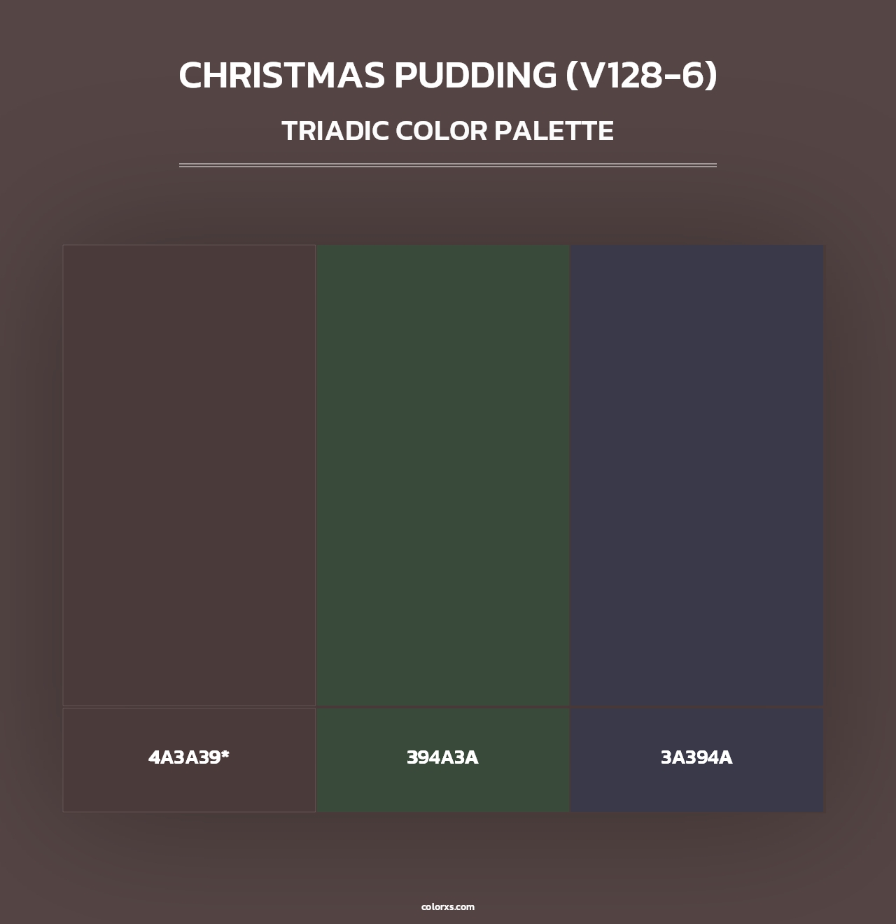 Christmas Pudding (V128-6) - Triadic Color Palette