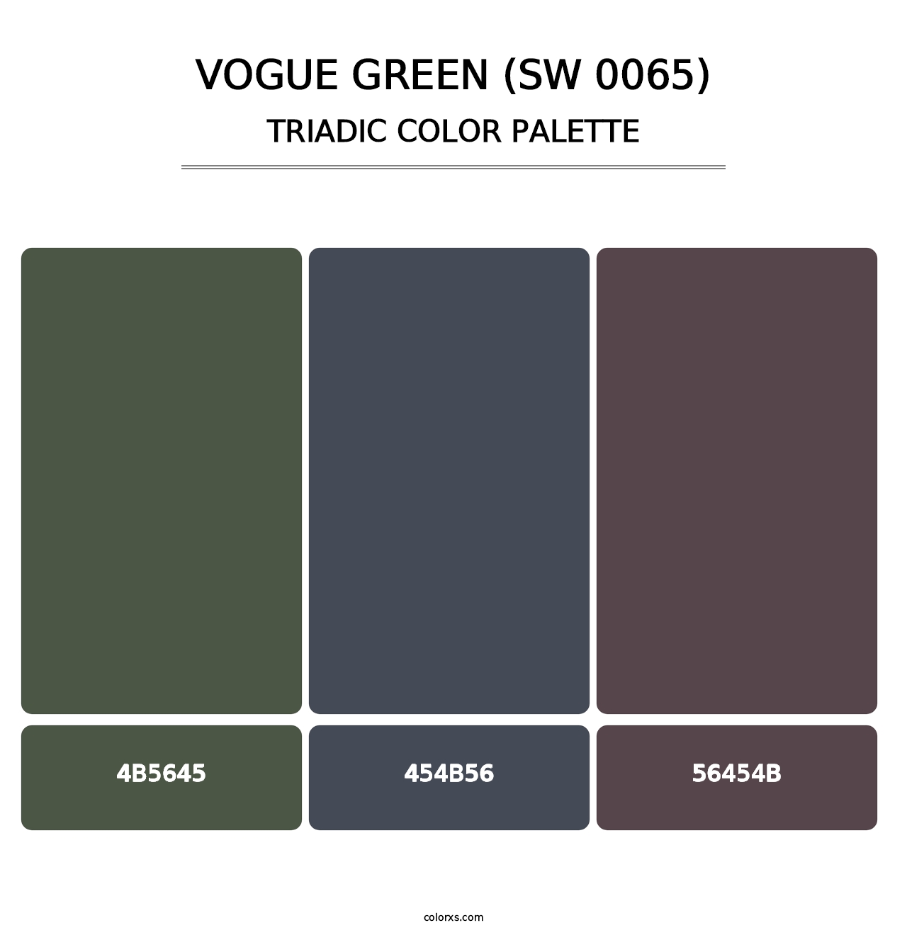 Vogue Green (SW 0065) - Triadic Color Palette
