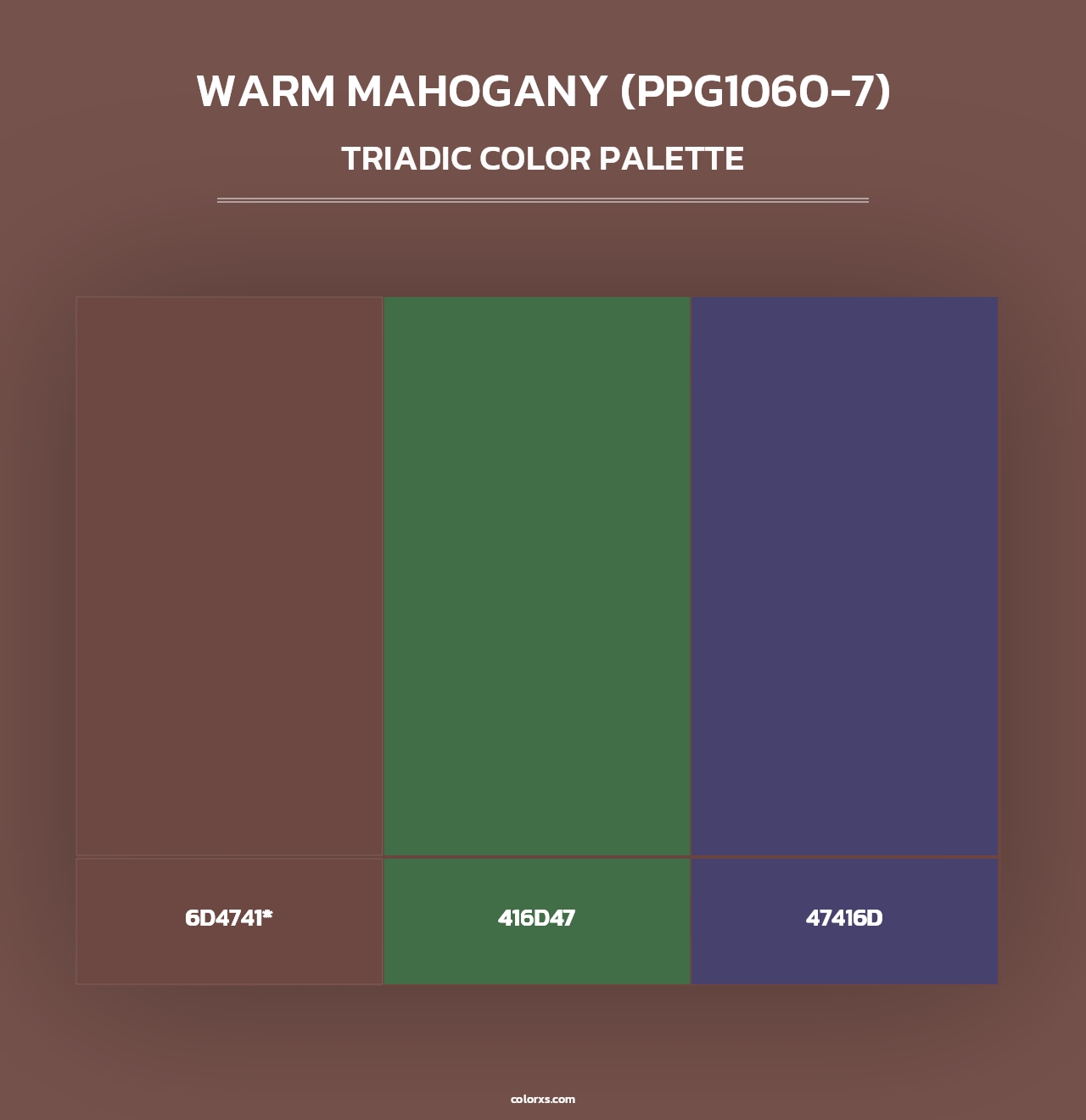 Warm Mahogany (PPG1060-7) - Triadic Color Palette
