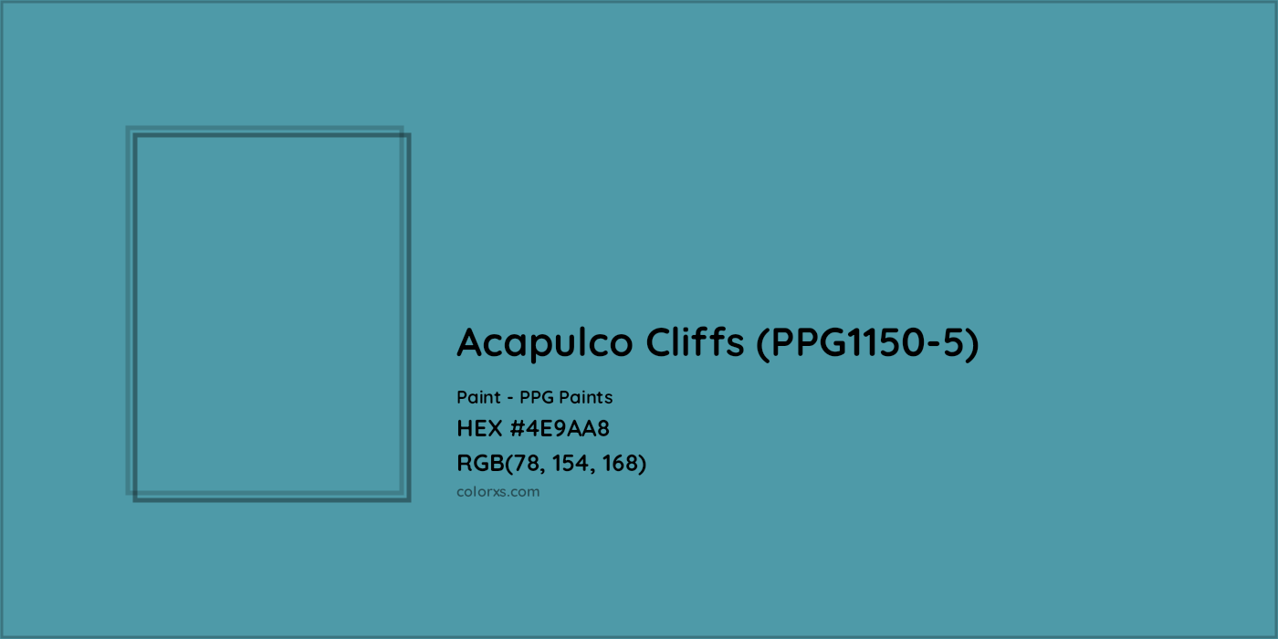 HEX #4E9AA8 Acapulco Cliffs (PPG1150-5) Paint PPG Paints - Color Code