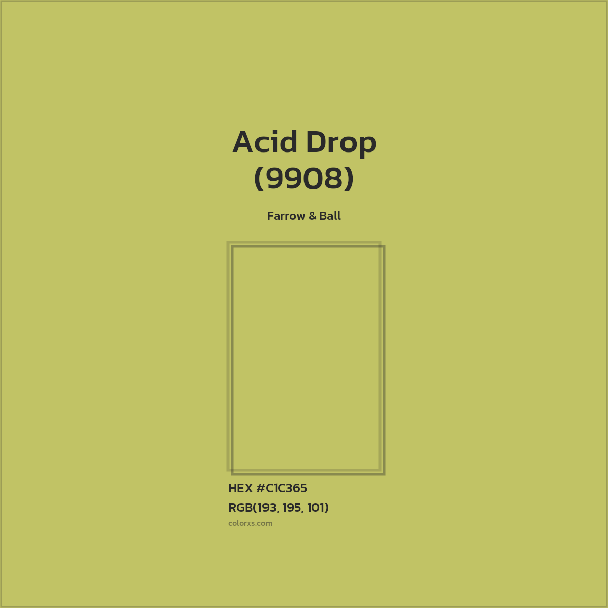 HEX #C1C365 Acid Drop (9908) Paint Farrow & Ball - Color Code