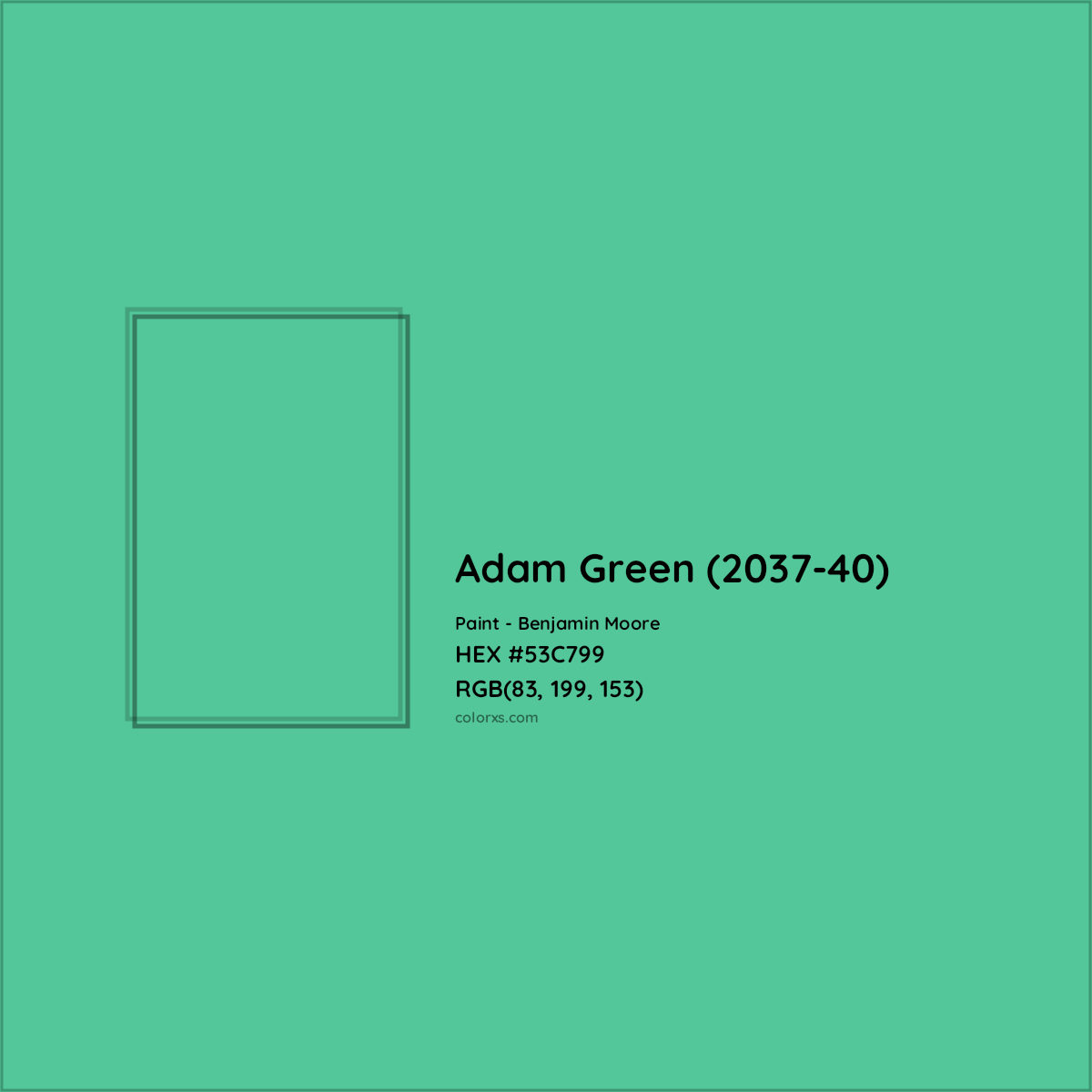 HEX #53C799 Adam Green (2037-40) Paint Benjamin Moore - Color Code