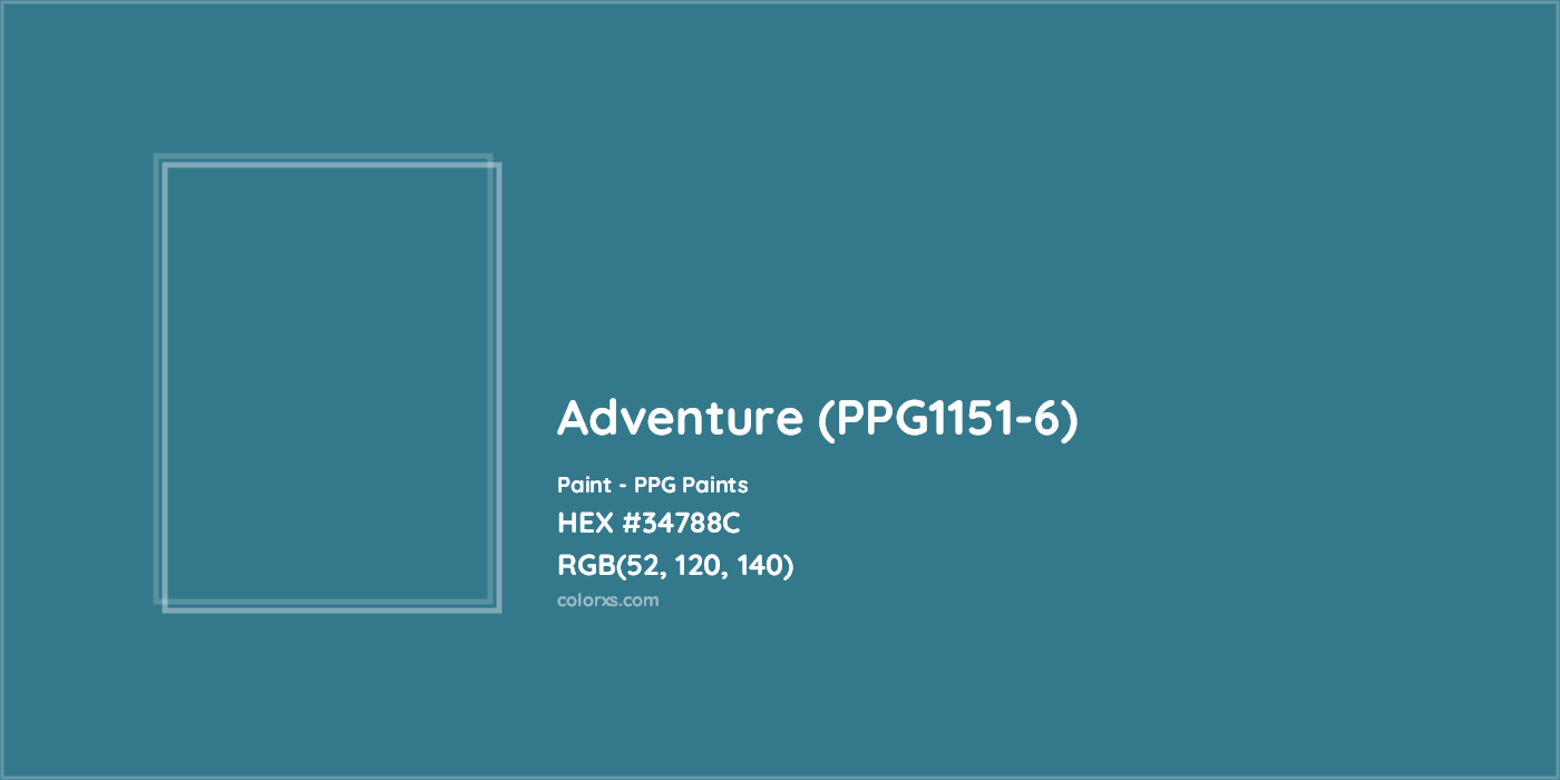 HEX #34788C Adventure (PPG1151-6) Paint PPG Paints - Color Code