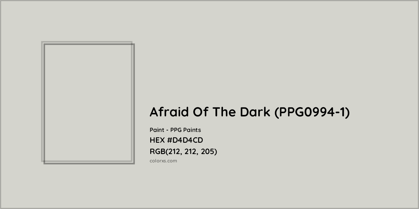HEX #D4D4CD Afraid Of The Dark (PPG0994-1) Paint PPG Paints - Color Code