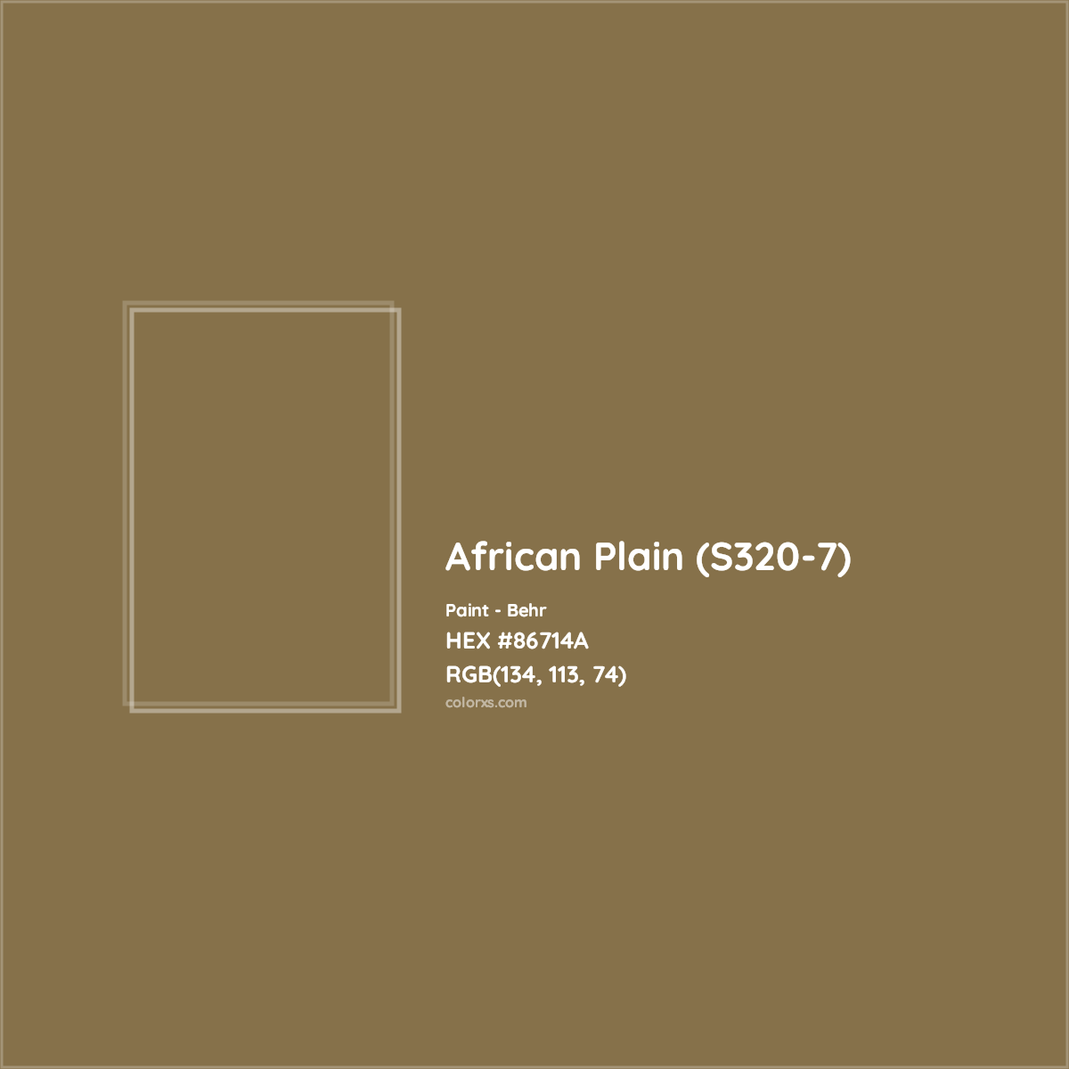 HEX #86714A African Plain (S320-7) Paint Behr - Color Code