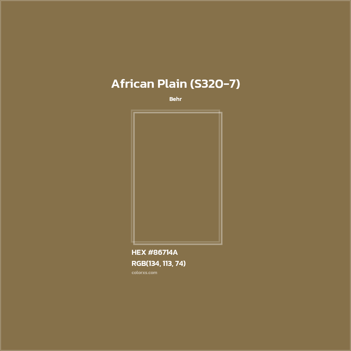 HEX #86714A African Plain (S320-7) Paint Behr - Color Code