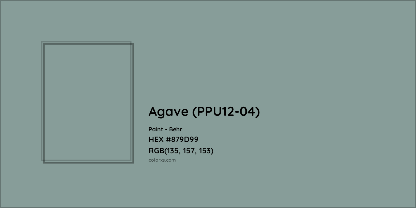 HEX #879D99 Agave (PPU12-04) Paint Behr - Color Code