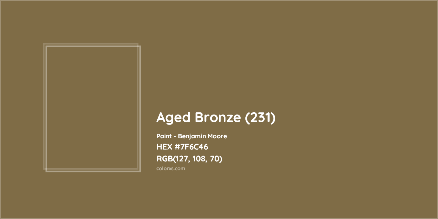 HEX #7F6C46 Aged Bronze (231) Paint Benjamin Moore - Color Code