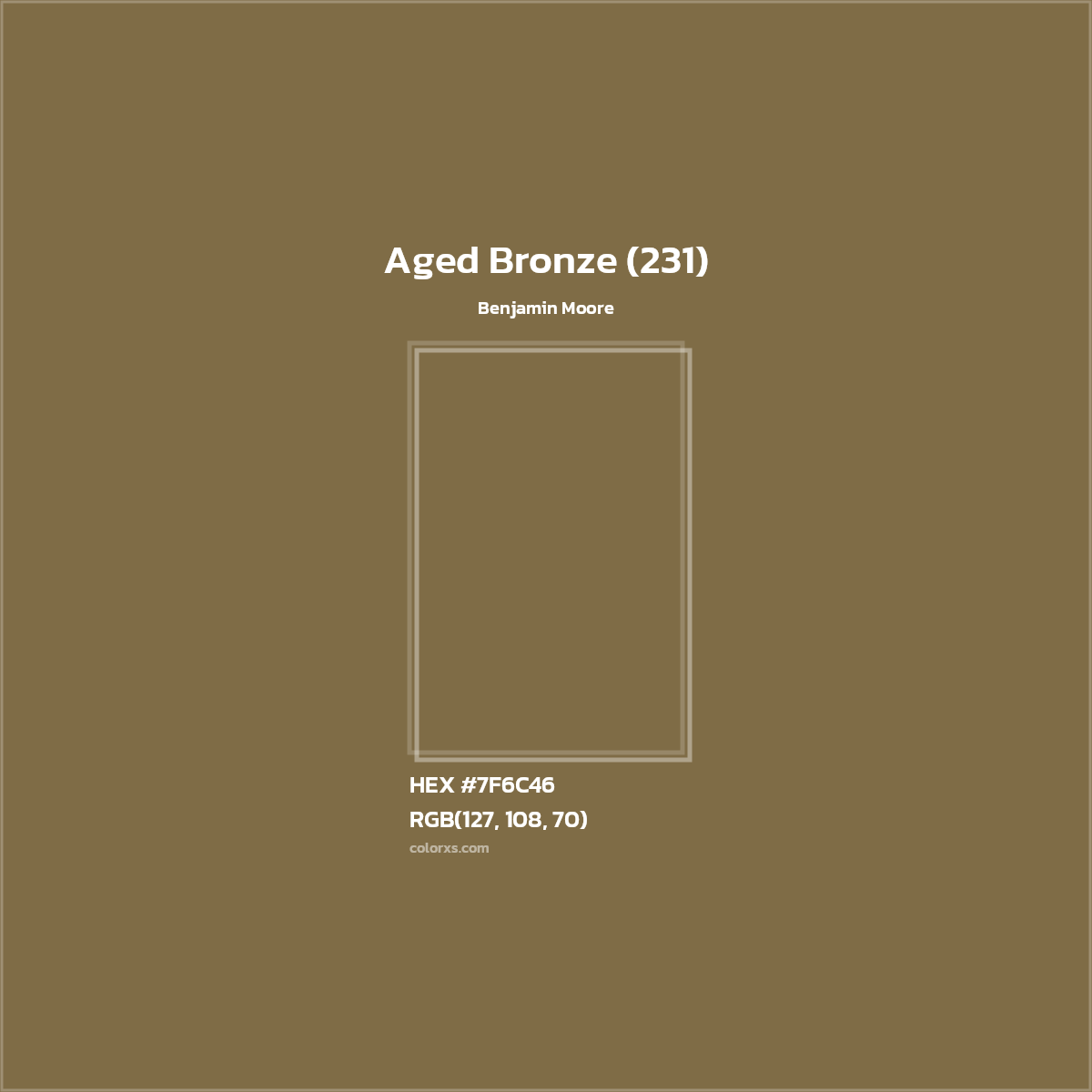 HEX #7F6C46 Aged Bronze (231) Paint Benjamin Moore - Color Code