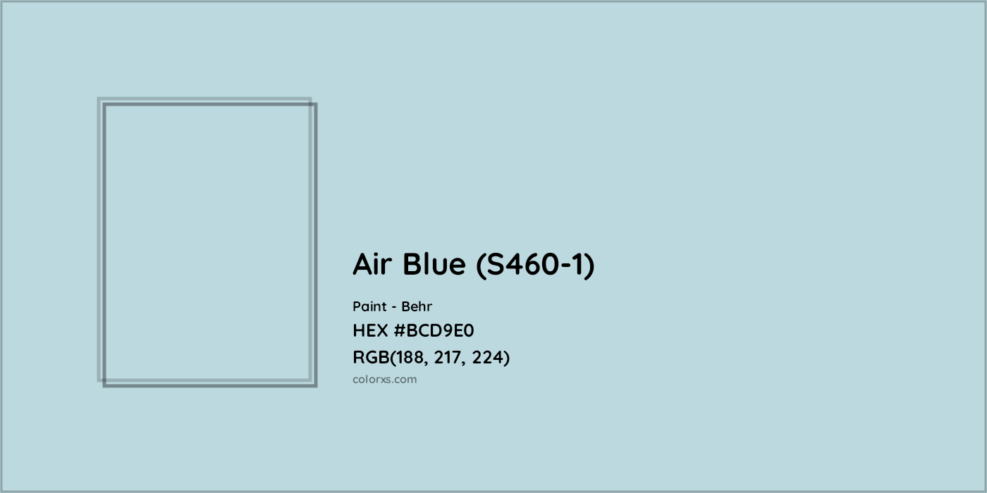 HEX #BCD9E0 Air Blue (S460-1) Paint Behr - Color Code