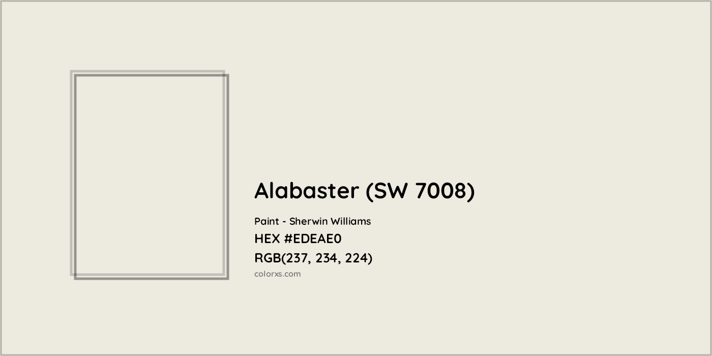 HEX #EDEAE0 Alabaster (SW 7008) Paint Sherwin Williams - Color Code