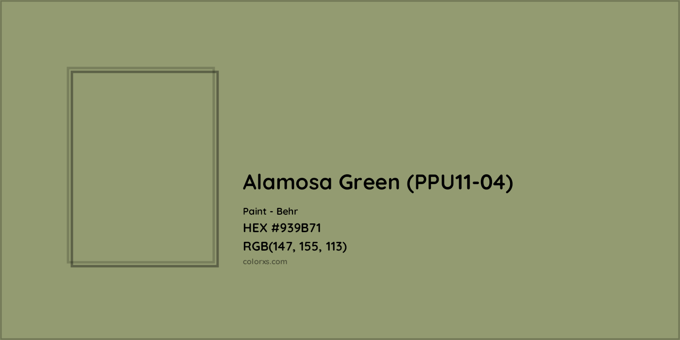HEX #939B71 Alamosa Green (PPU11-04) Paint Behr - Color Code